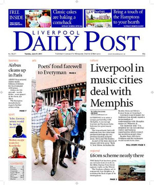 Front cover of the Liverpool Daily Post